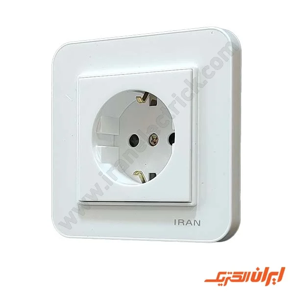 پریز برق ارت دار پایه سرامیکی مدل ارس سفید