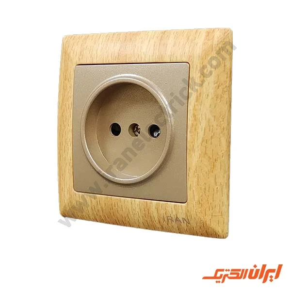 پریز برق ساده محافظ دار مدل الیزه طرح چوب روشن