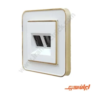 تلفن دو سوکت مدل ارس سفید طلایی میانی سفید