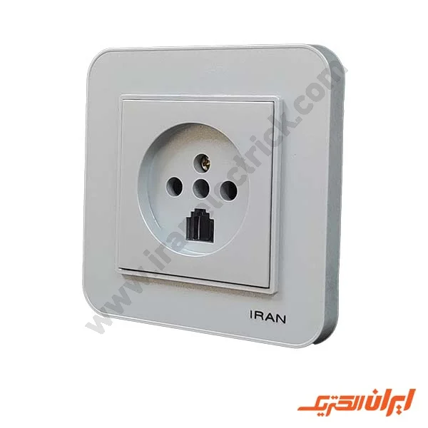 پریز تلفن دوکاره مدل ارس نقره ای