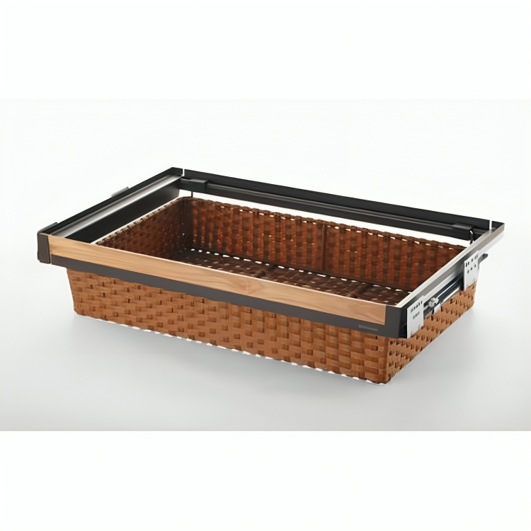 سبد حصیری ریلی با فرانت طرح چوب سری Naka Wood موکا سایز 60