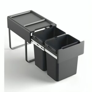 سطل دو قلوی زیر سینکی آرام بند 2*18 لیتر طوسی یونیت 40