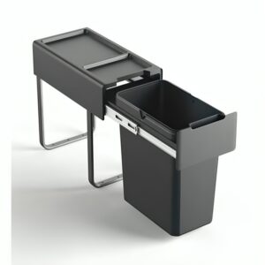 سطل تک مخزنه زیر سینک ریلی آرام بند جهت یونیت 30 حجم 25 لیتر ملونی dark grey