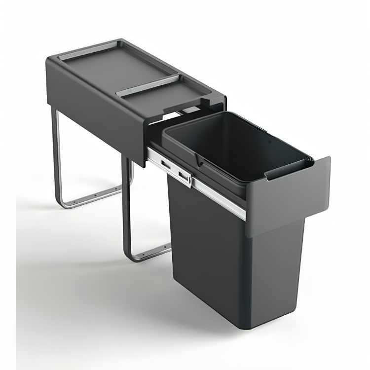 سطل تک مخزنه زیر سینک ریلی آرام بند جهت یونیت 30 حجم 25 لیتر ملونی dark grey