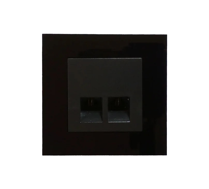 سوکت تلفن دوقلو مدل آسا پلکسی مشکی (مکانیزم+قاب)