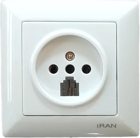 پریز تلفن دوکاره مدل الیزه سفید