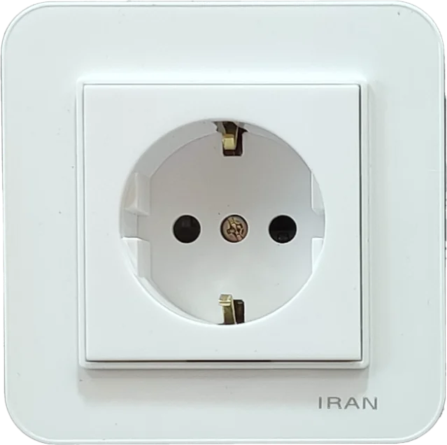پریز برق ارت دار پایه سرامیکی مدل ارس سفید