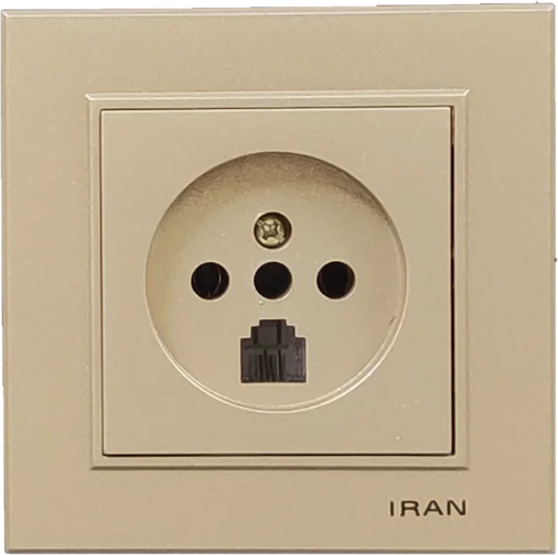 پریز تلفن دوکاره مدل برلیان رنگی بژ