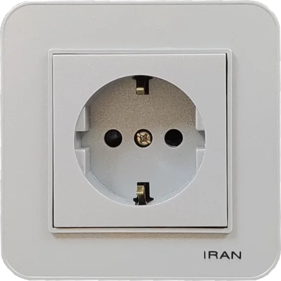پریز برق ارت دار پایه سرامیکی مدل ارس نقره ای