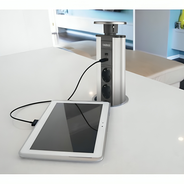 پریز توکار استیل به همراه شارژر USB  قطر 100