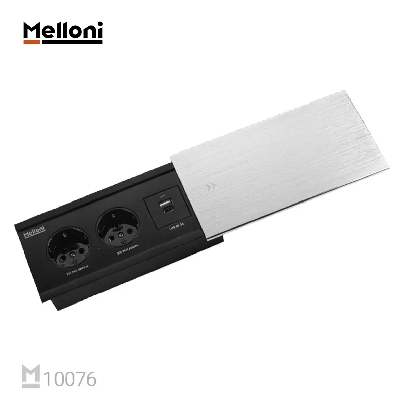 پریز توکار کشوئی ملونی یکطرفه به همراه شارژر USB سیلور  خشدار