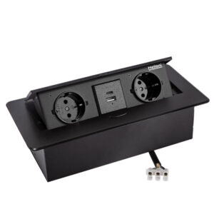 پریز توکار با سیم کشی داخلی (سری جدید ) 2 پریز و 2 پورت USB مشکی